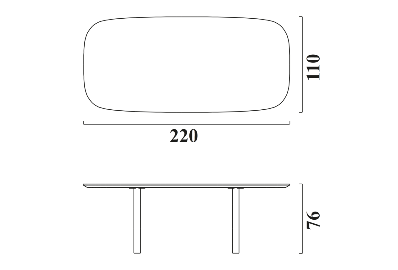 Schéma Table Barcelone pour 8 chaises (220cm)