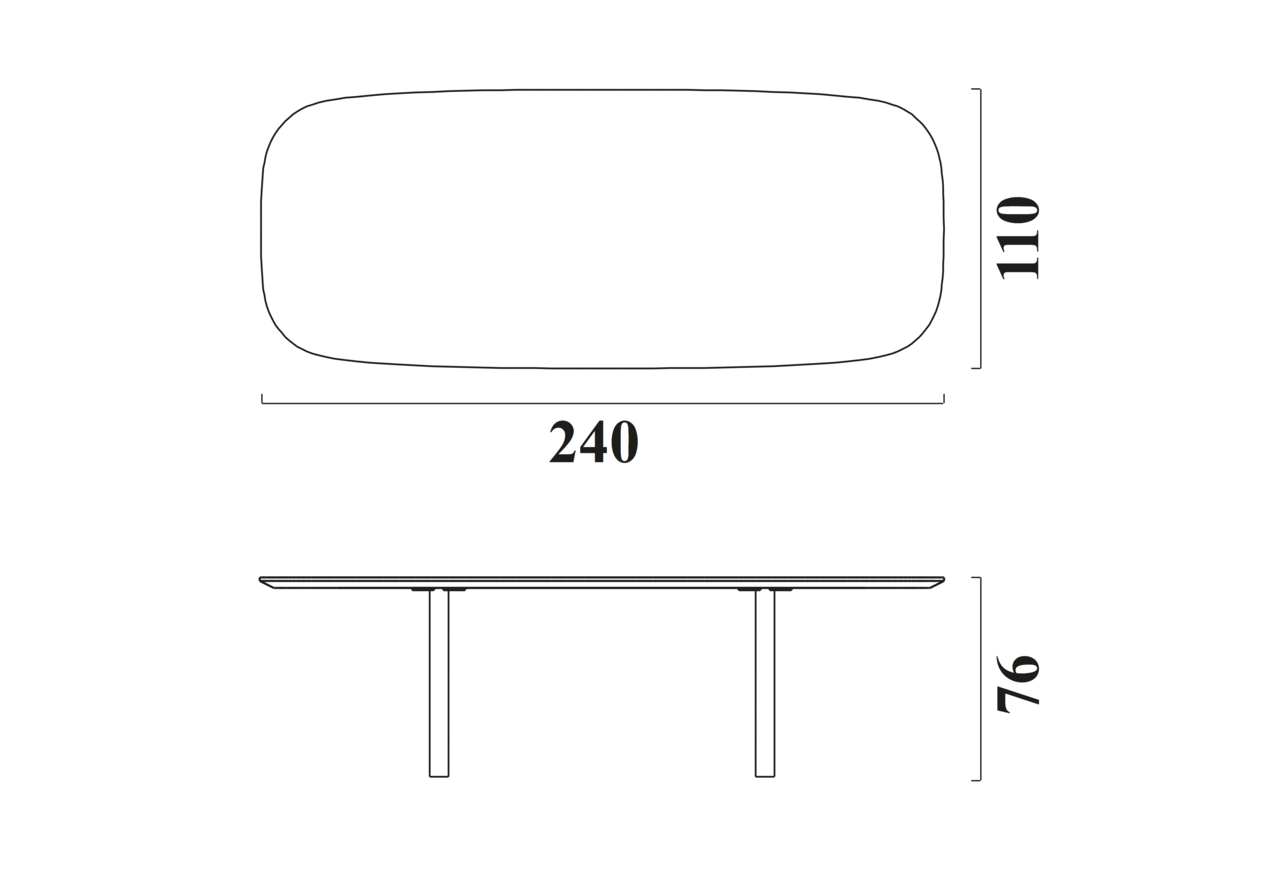 Schéma Table Barcelone pour 8 chaises (240cm)