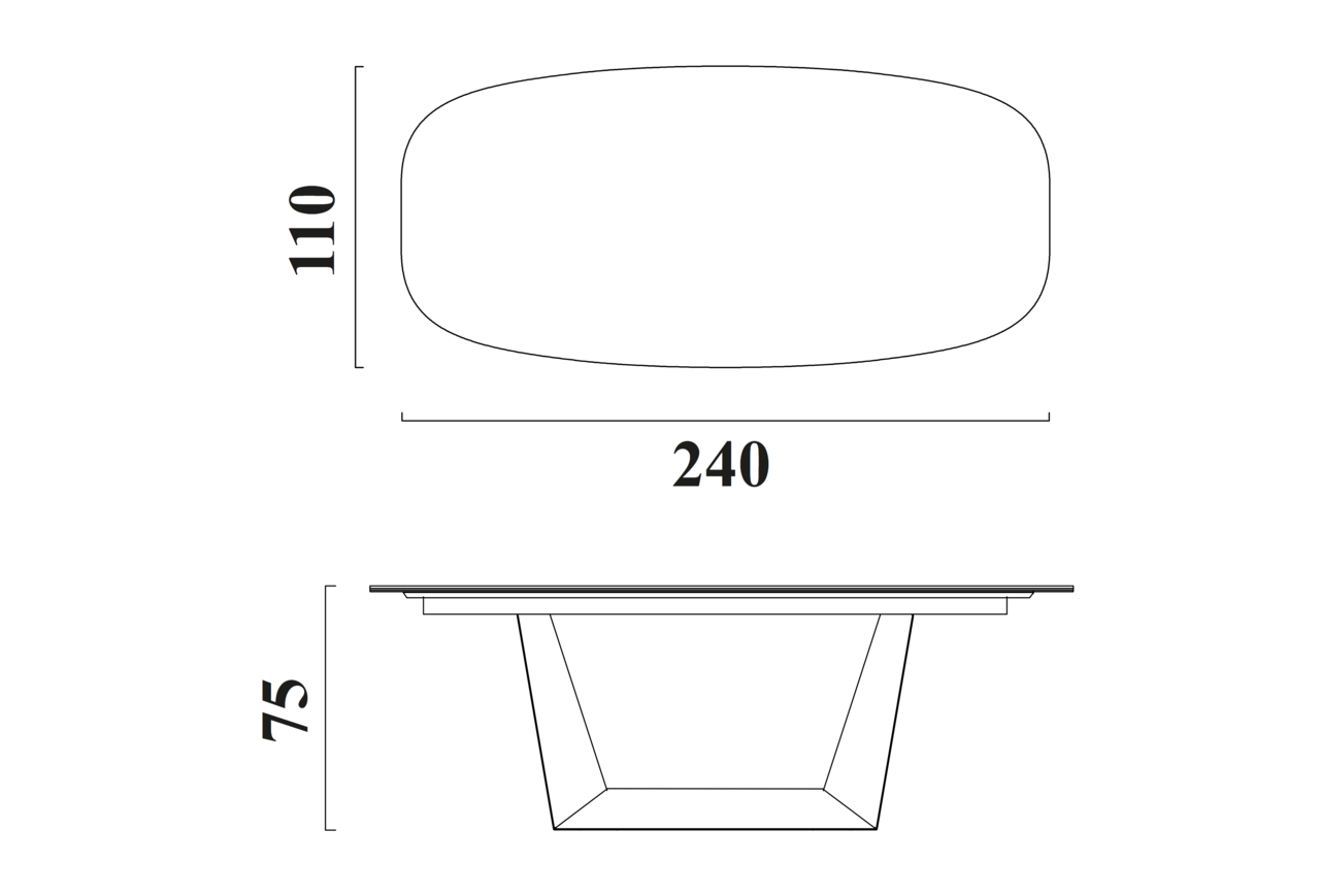 Schéma Table Brera pour 8 chaises (240cm)