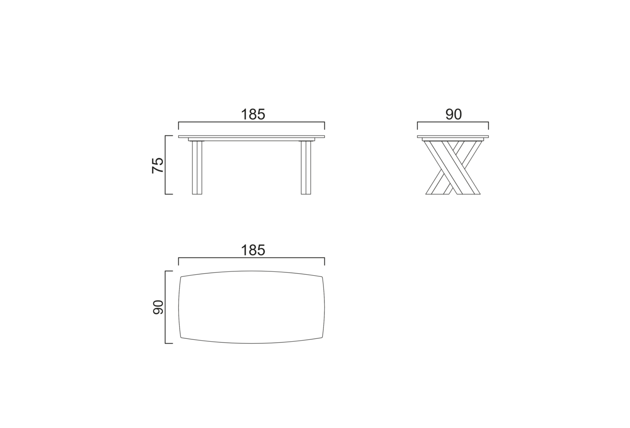 Schéma Table Croix pour 6 chaises