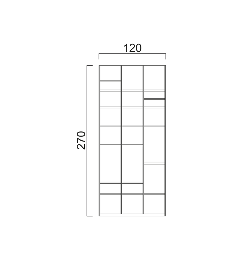 Schéma Module avec étagère (120x270 cm)