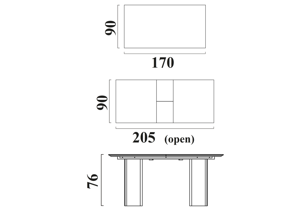 Schéma Table Patrimoine pour 6 à 8 chaises (170cm)
