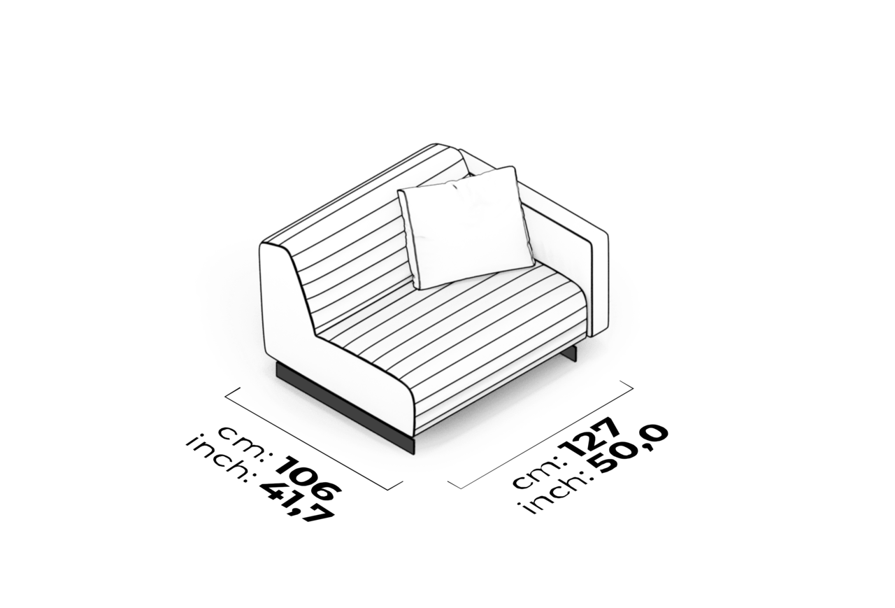 Schéma Module de bras matelassé 110 cm (droit)