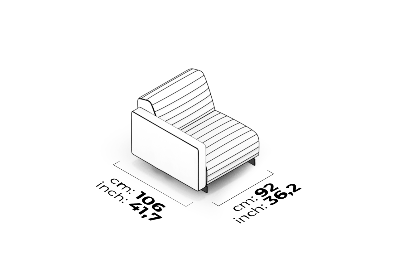 Schéma Module de bras matelassé 75 cm (gauche)