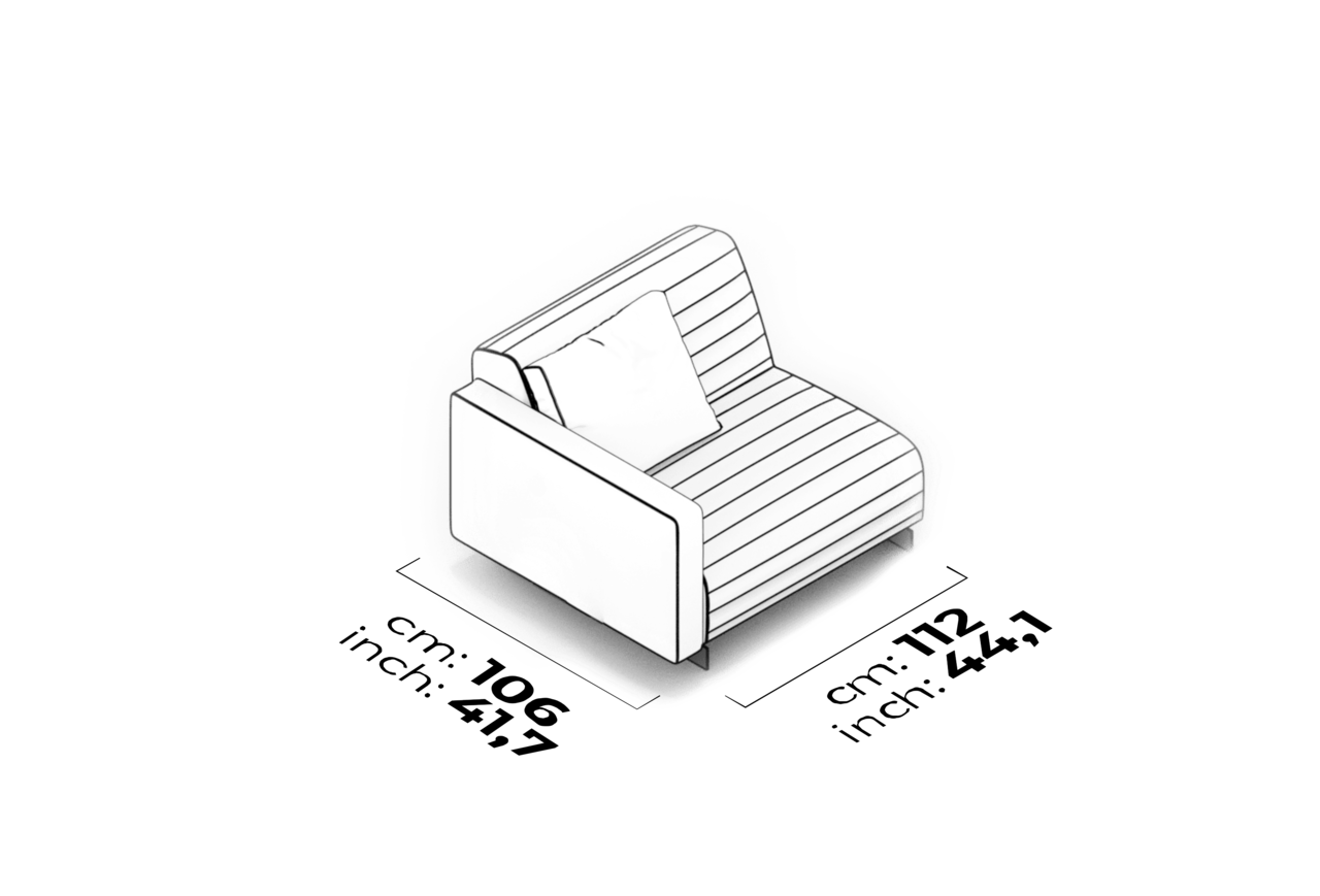 Schéma Module de bras matelassé 95 cm (gauche)