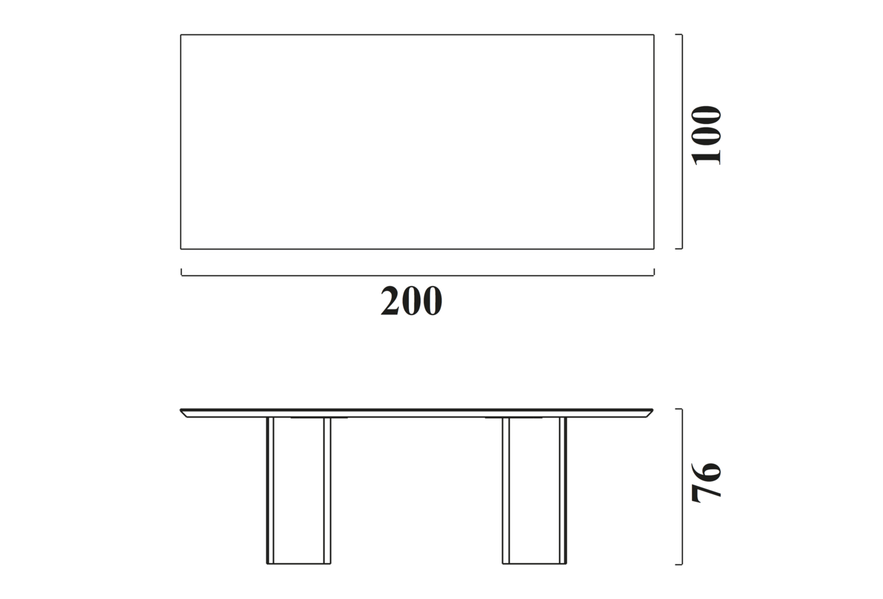 Schéma Table Patrimoine pour 6 à 8 chaises (200cm)
