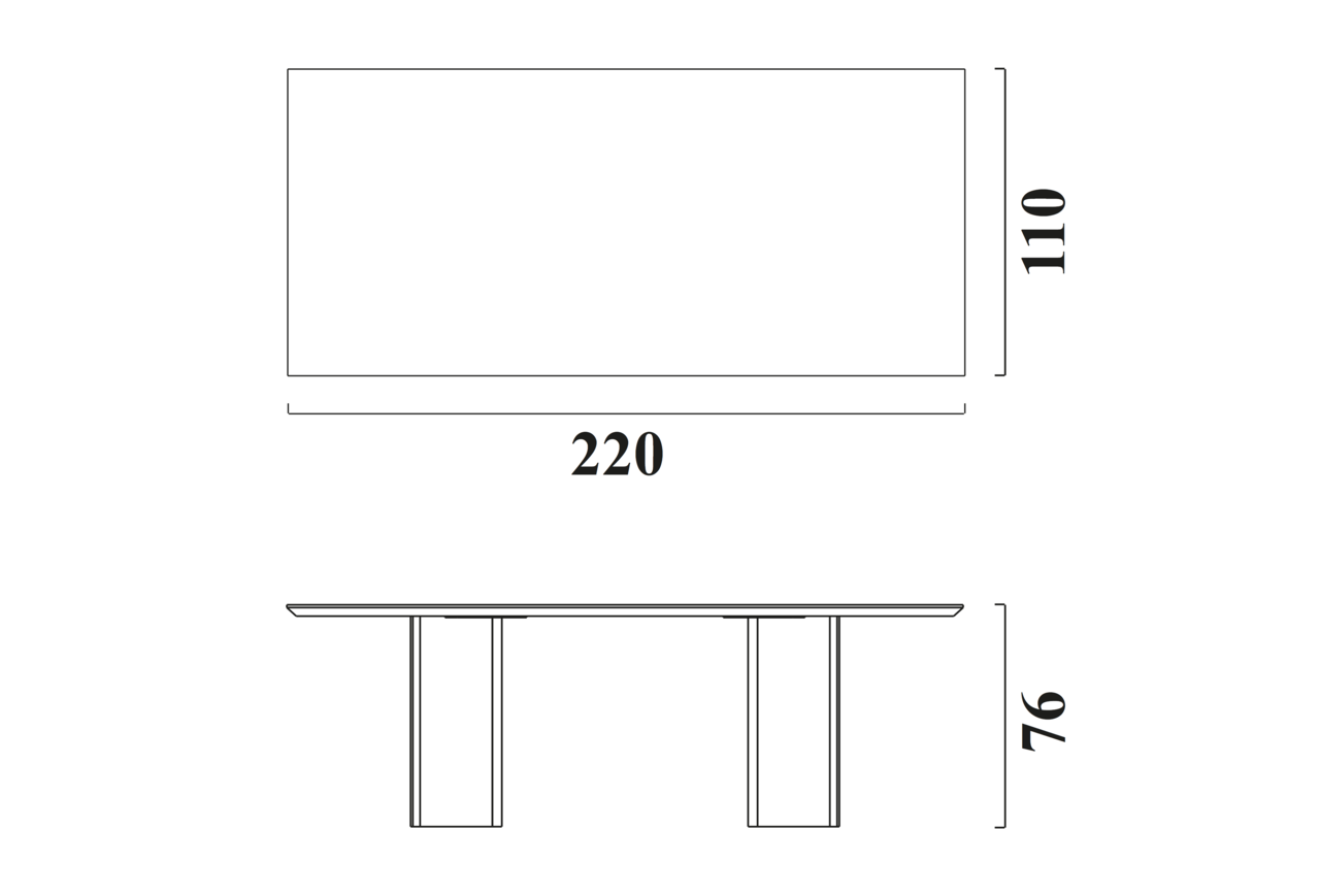 Schéma Table Patrimoine pour 8 chaises (220cm)
