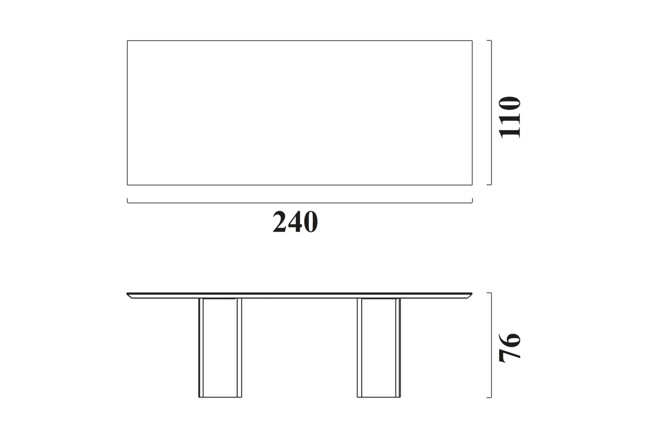 Schéma Table Patrimoine pour 8 chaises (240cm)