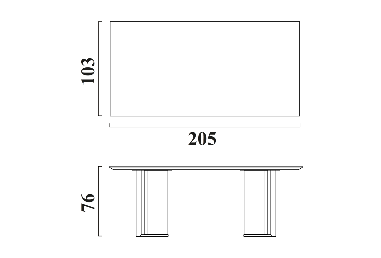 Schéma Table Hiro pour 6 à 8 chaises