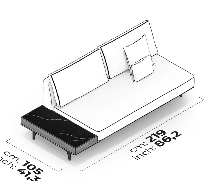 Schéma Module avec double table extérieure (gauche)