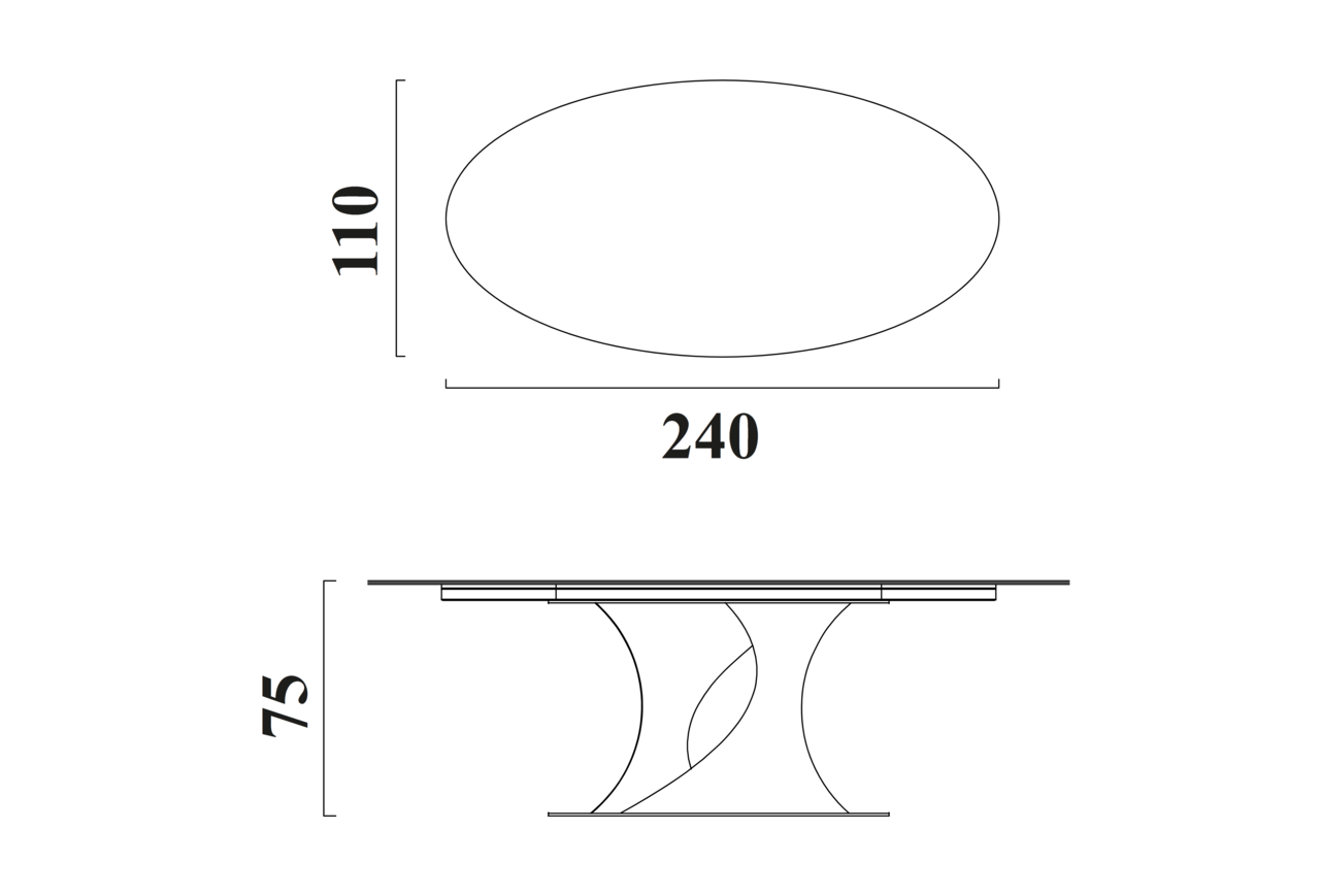 Schéma Table Boucle pour 8 chaises (240cm)
