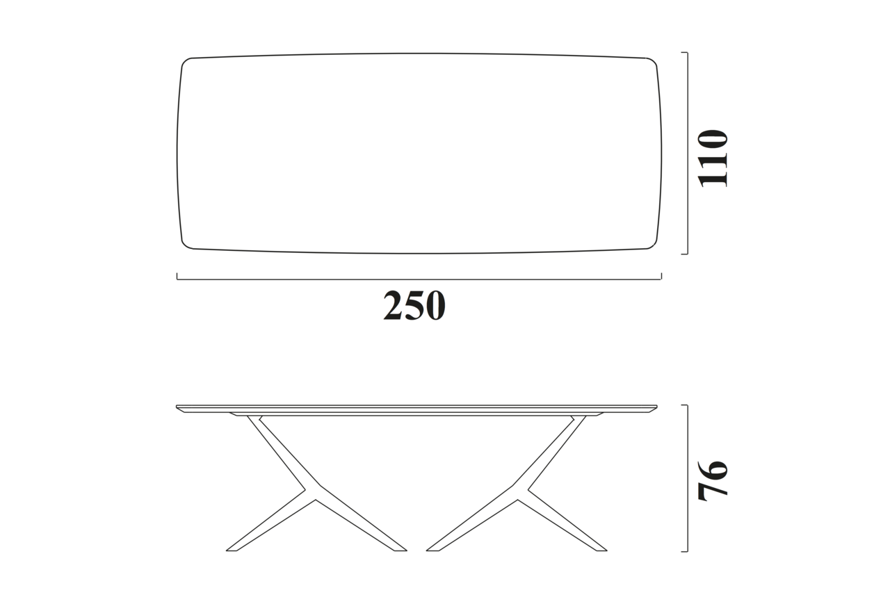 Schéma Table Luis pour 8 chaises (240cm)