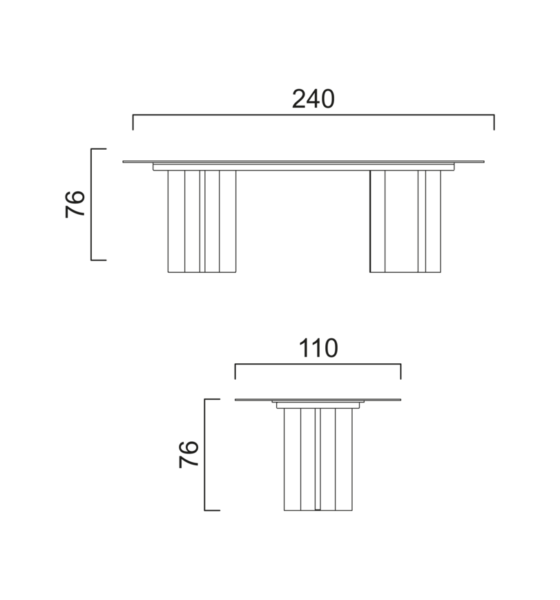 Schéma Table Pandora pour 8 chaises (240cm)