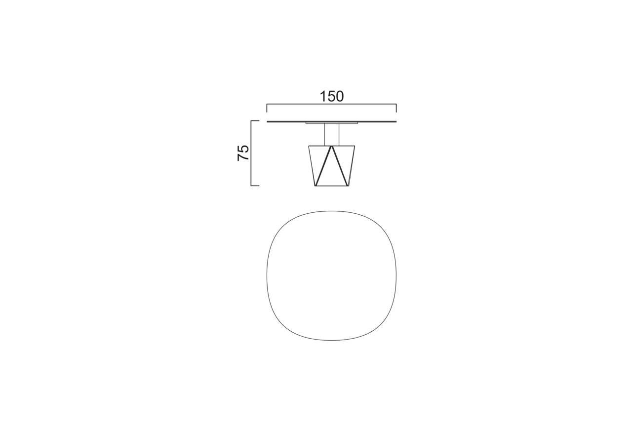 Schéma Table Pentagone 150 cm (Haute)
