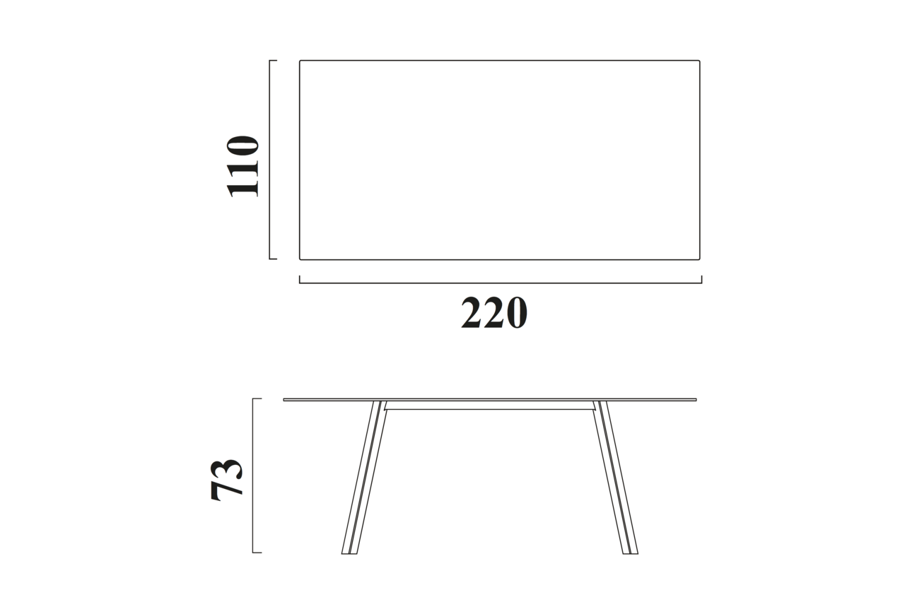 Schéma Table Quartz pour 8 chaises (220cm)