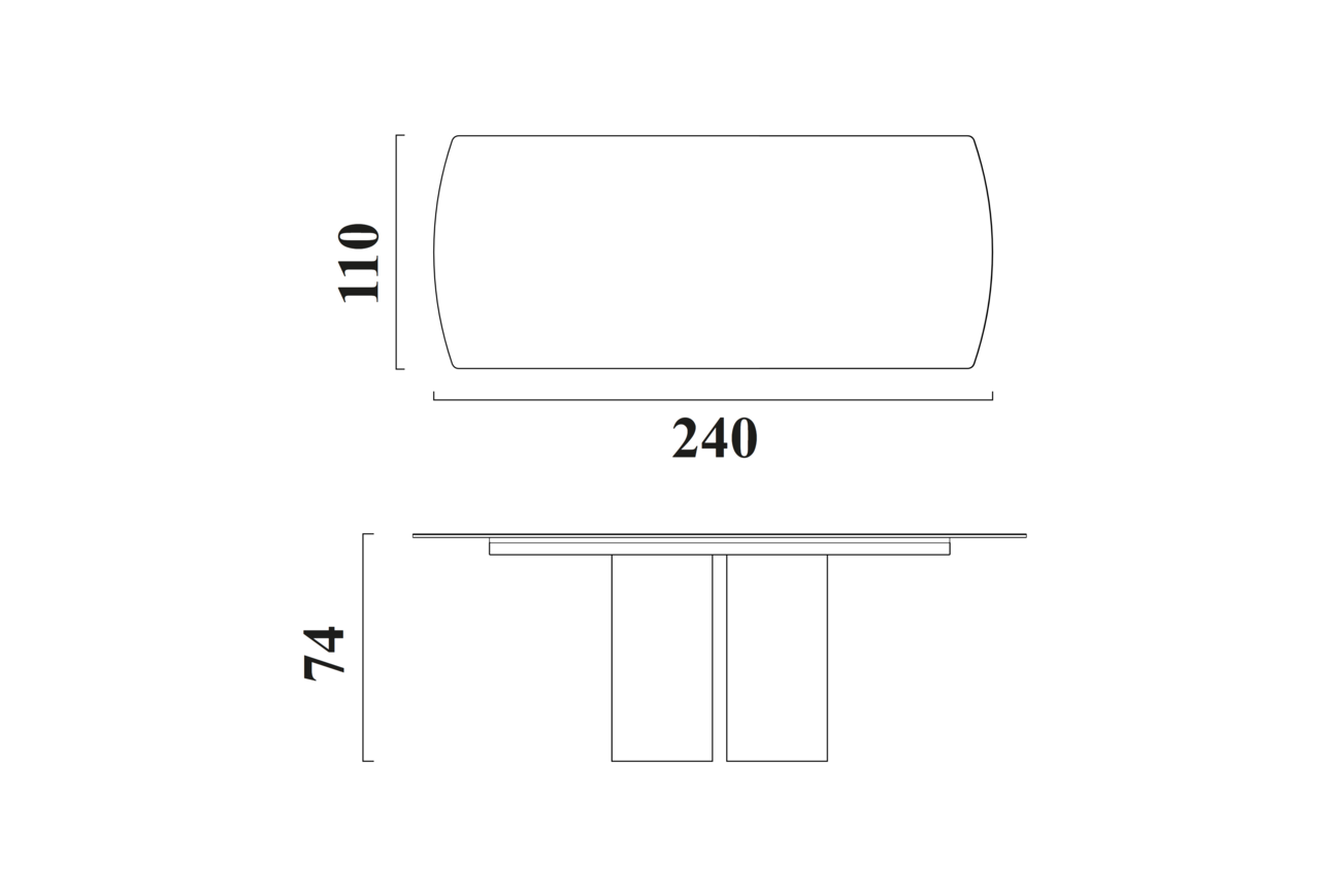 Schéma Table Vinci pour 8 chaises (240cm)
