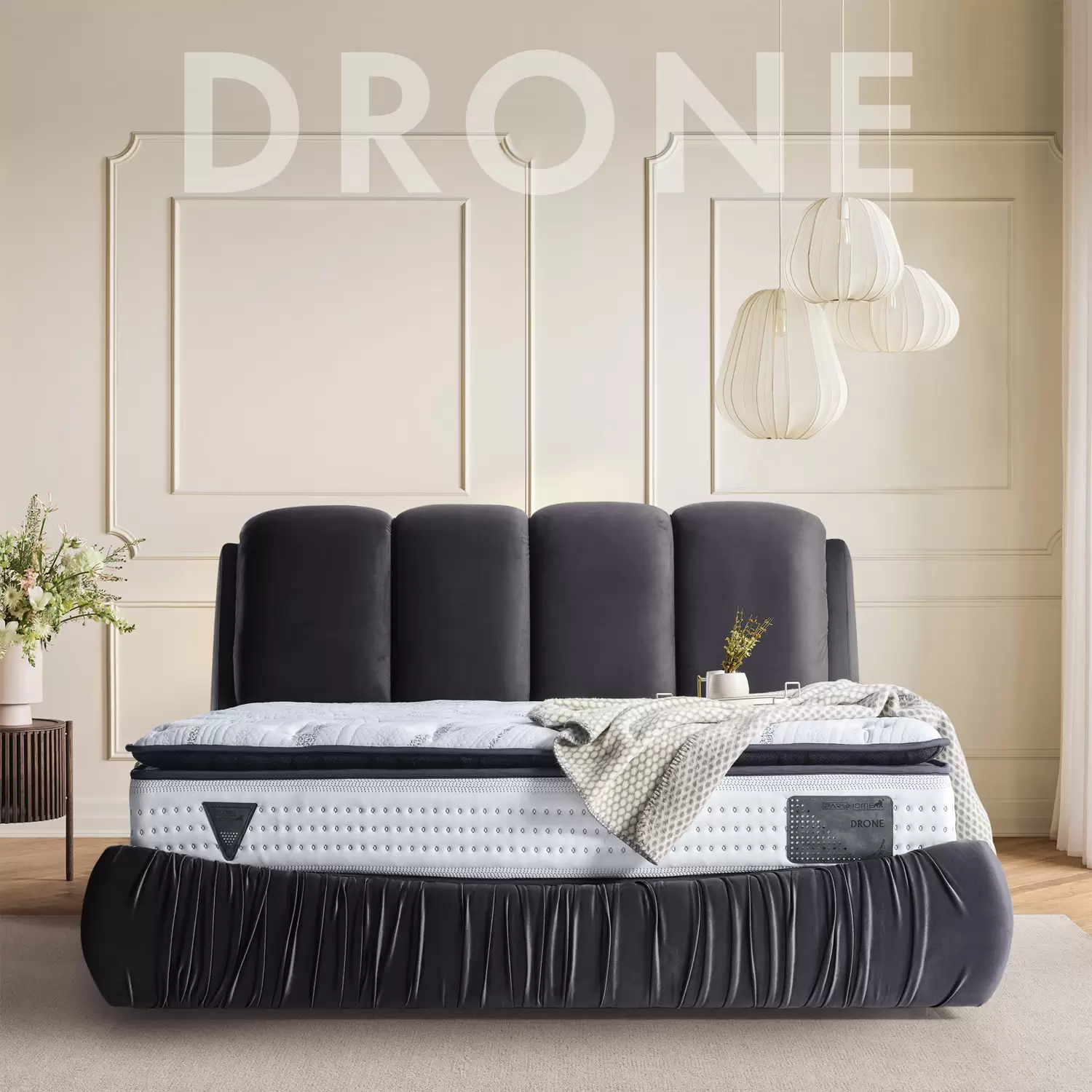 Vue détaillée du lit coffre Drone New