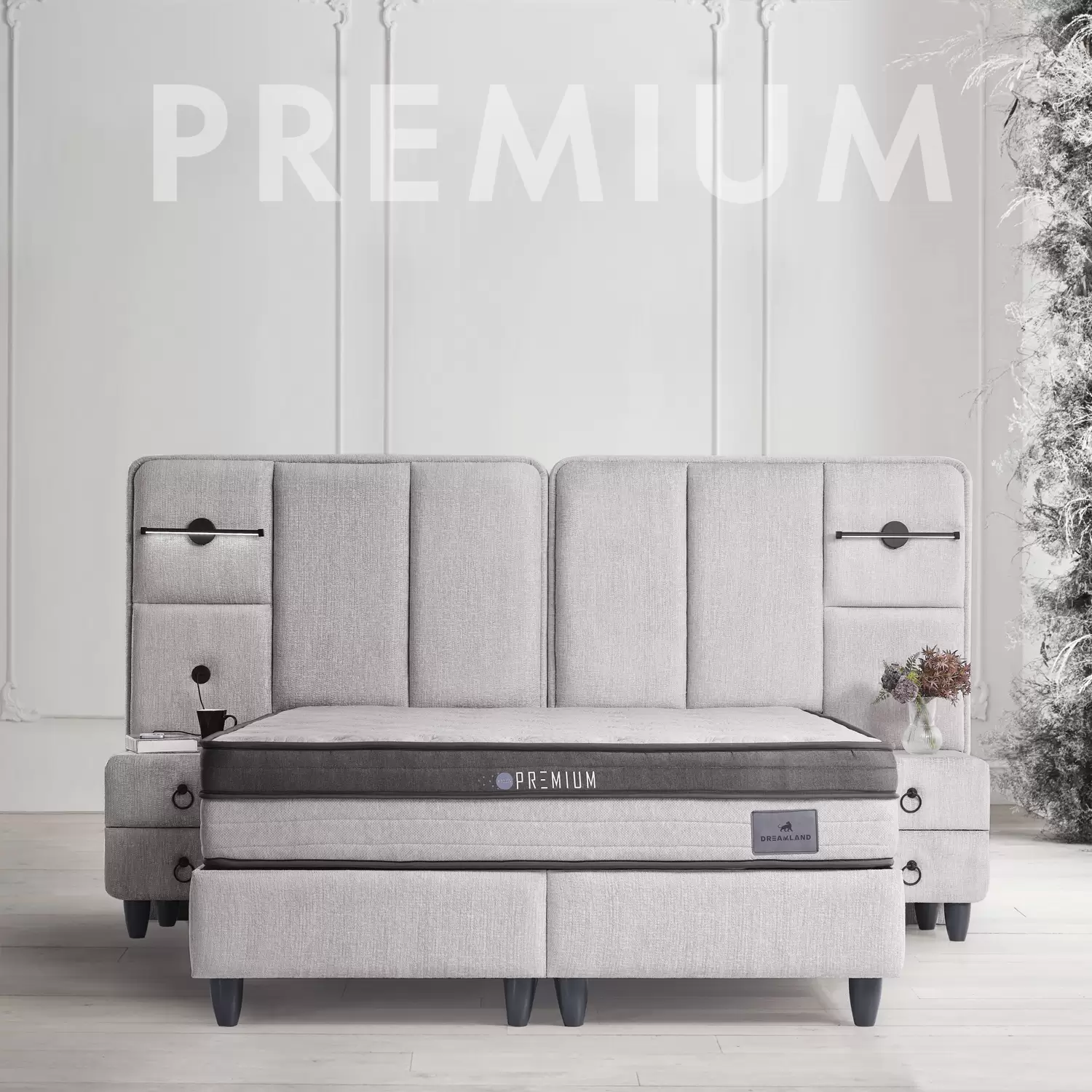 Vue détaillée du lit coffre Premium