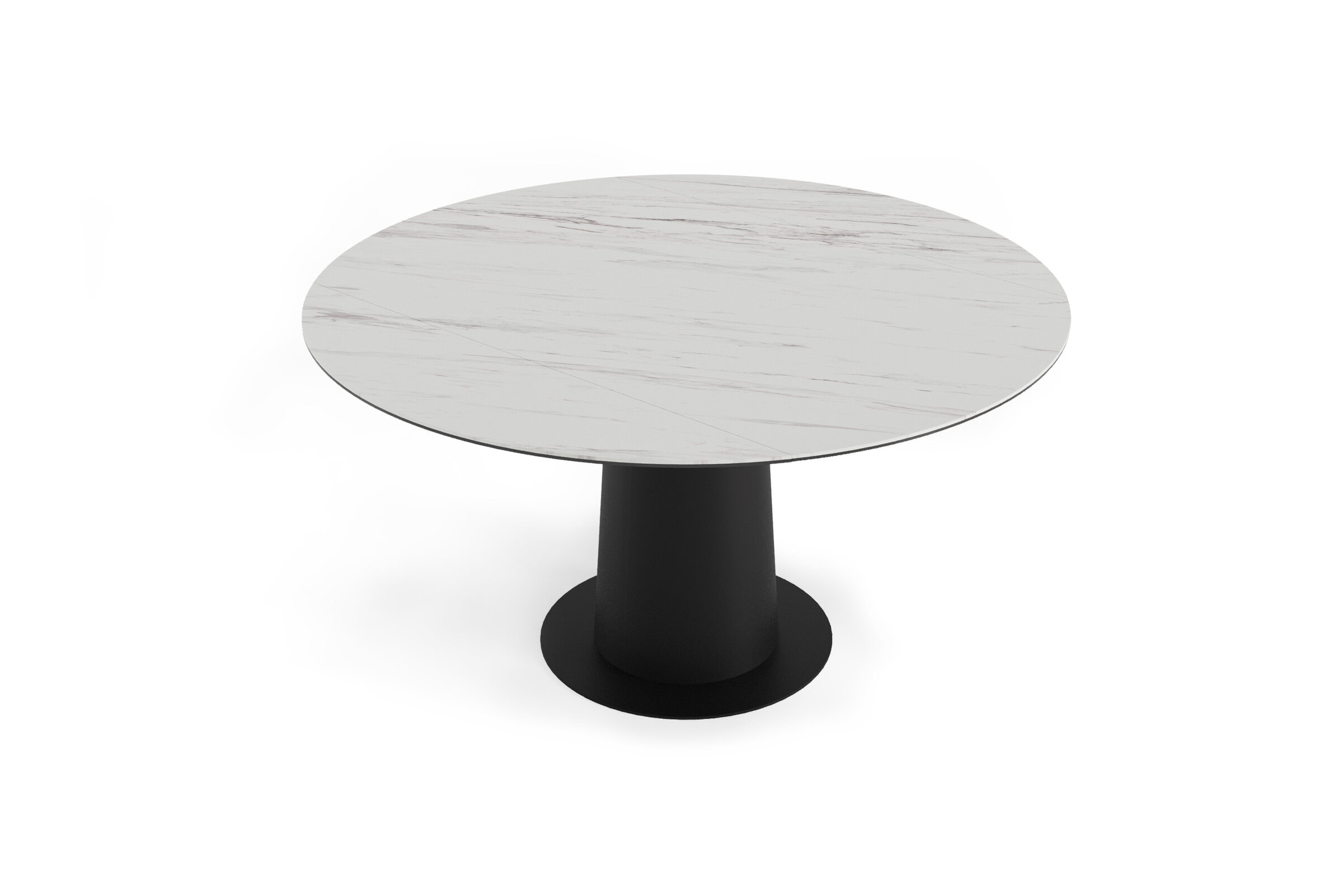 Table Rotation sur fond blanc, vue de trois-quarts