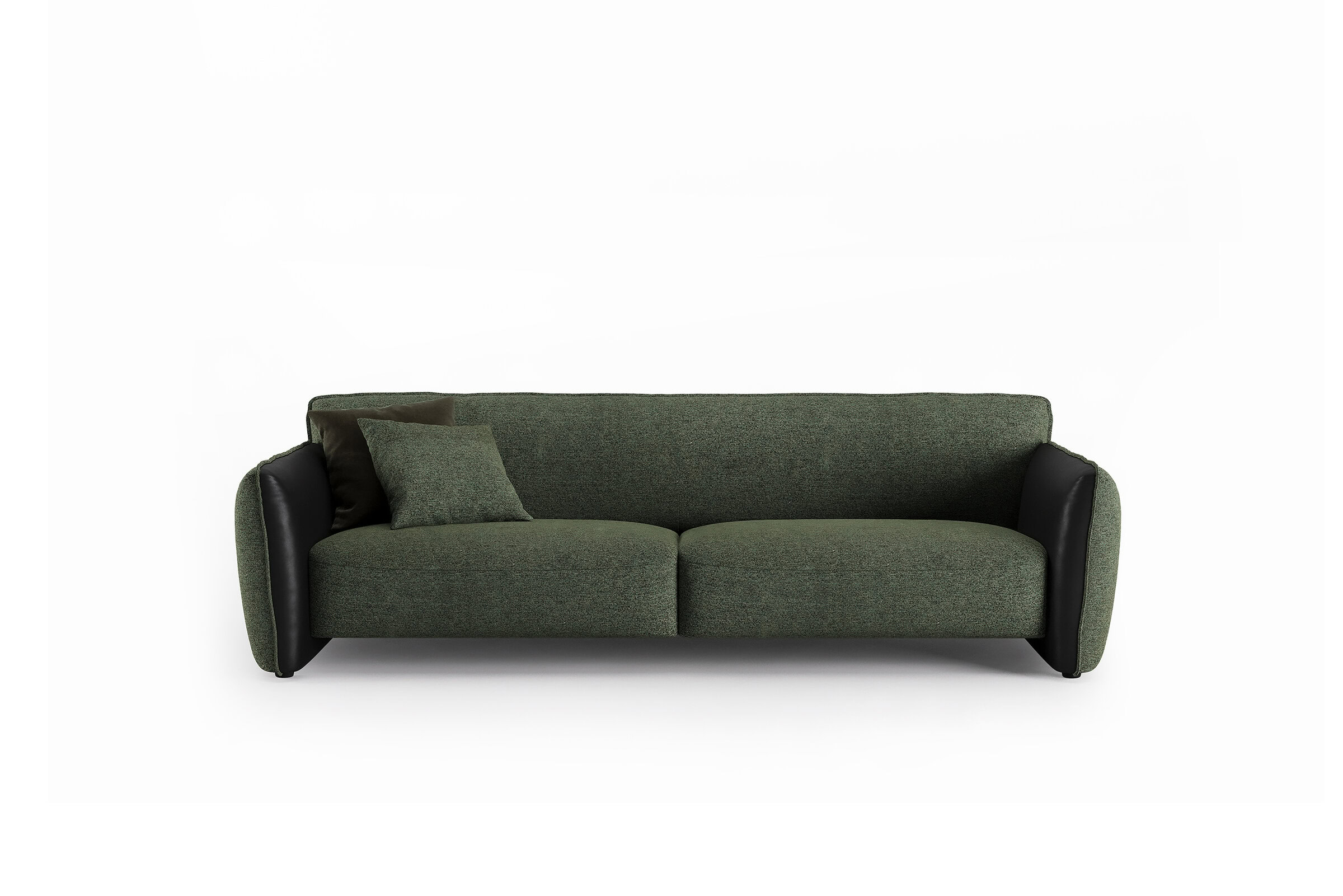 Vue de profil du canapé Tiffany vert sur fond blanc