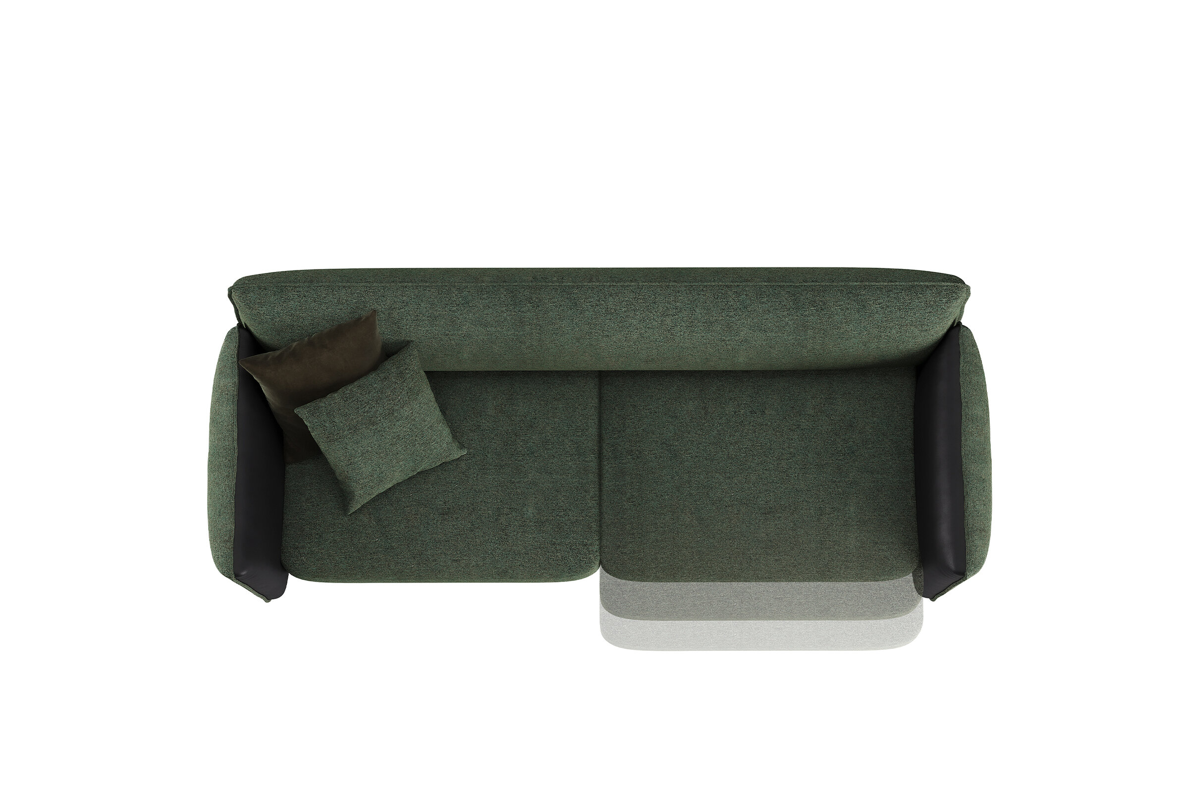 Vue de face du canapé Tiffany vert sur fond blanc