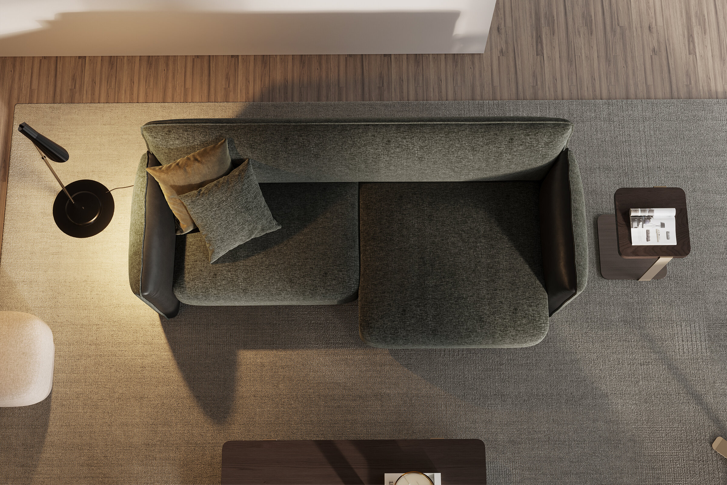 Canapé Tiffany vert dans un salon chic