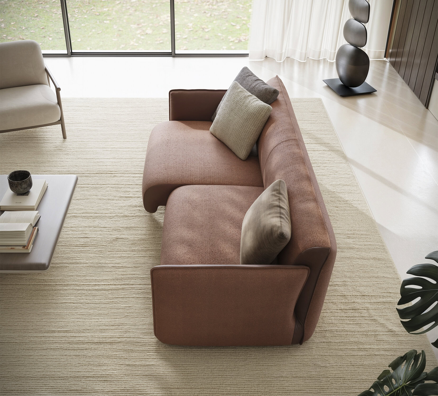 Gros plan sur l'accoudoir du canapé Tiffany