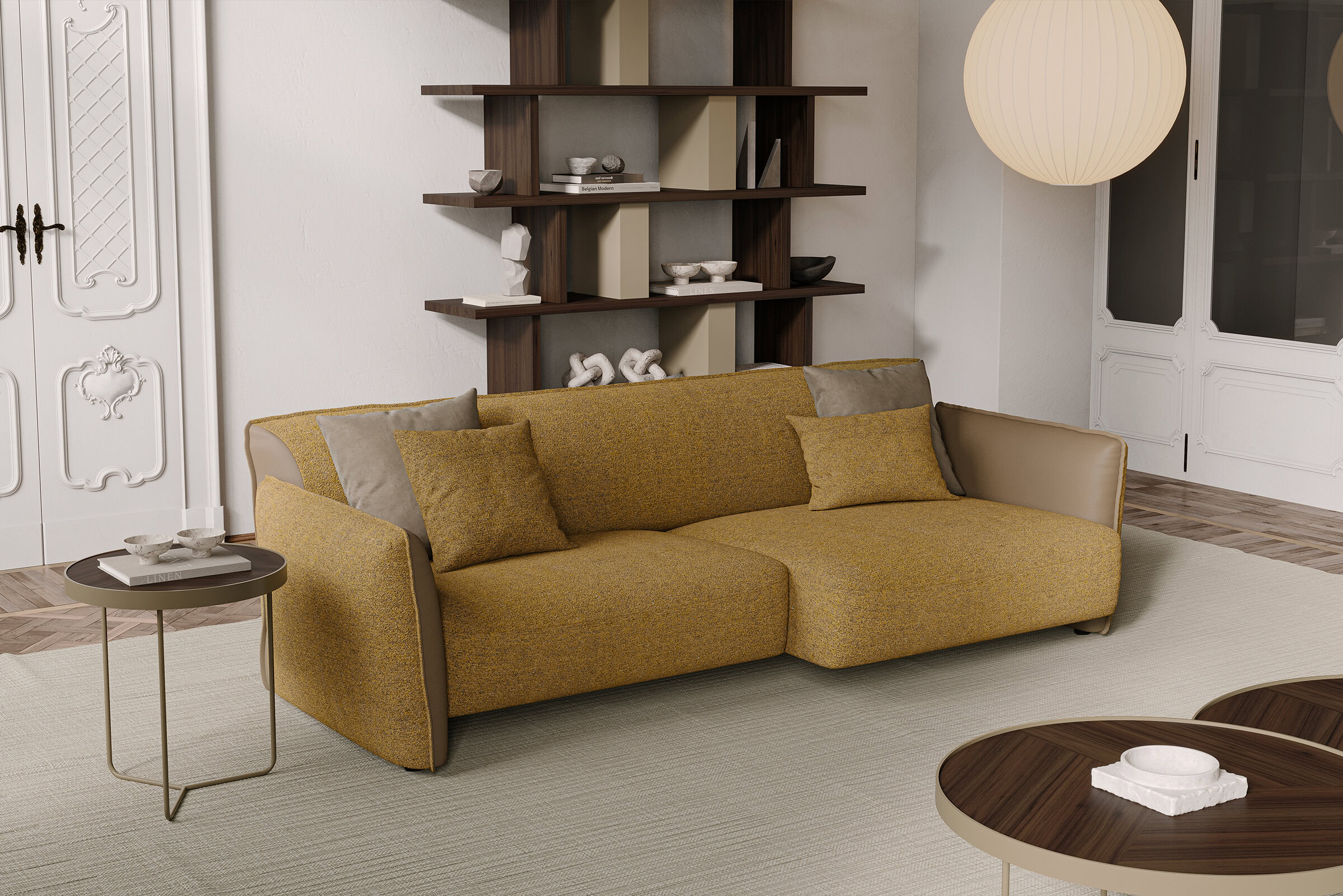 Canapé Tiffany en tissu jaune vibrant