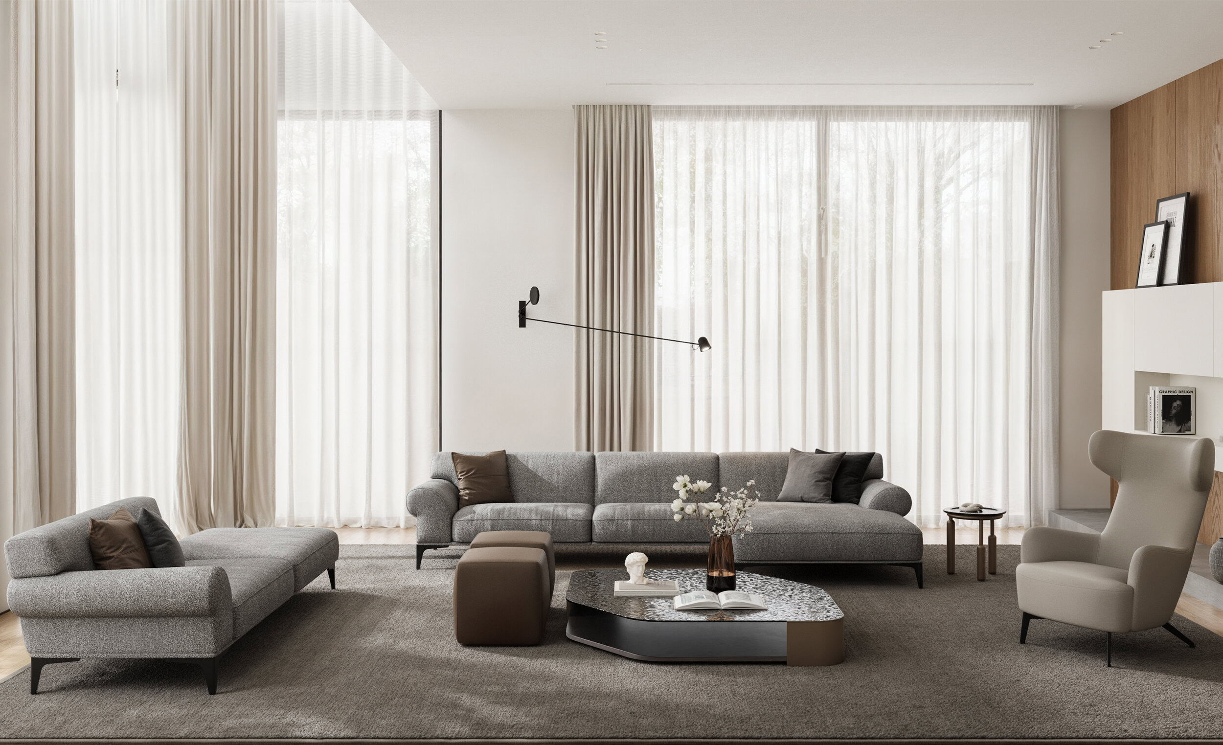 Gros plan sur les matériaux de la table Sail