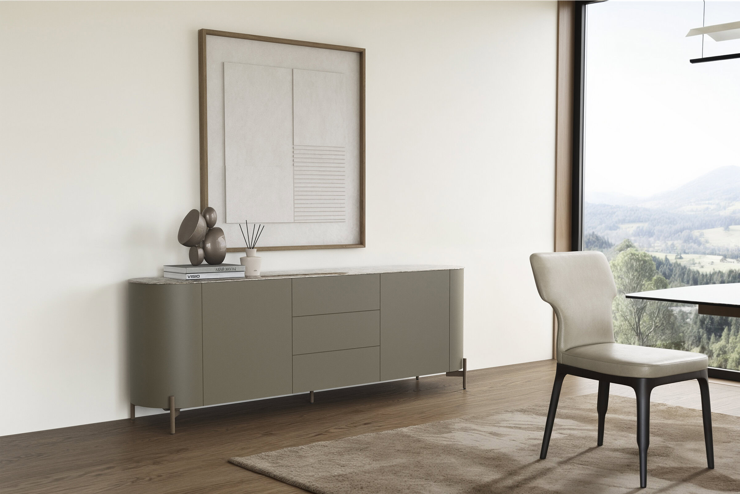 Détail du design du buffet Vinci