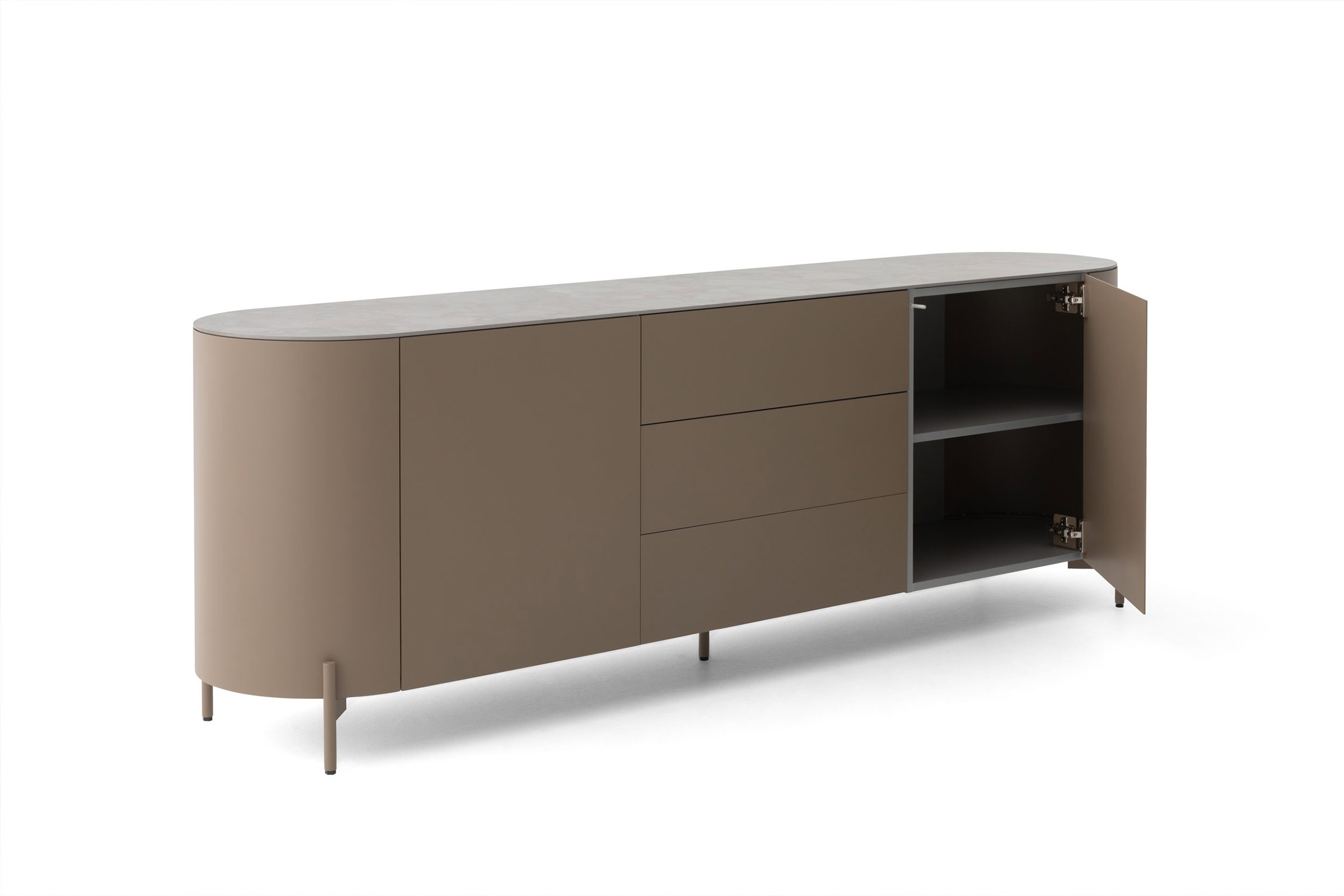 Buffet Vinci sur fond blanc, vue de face