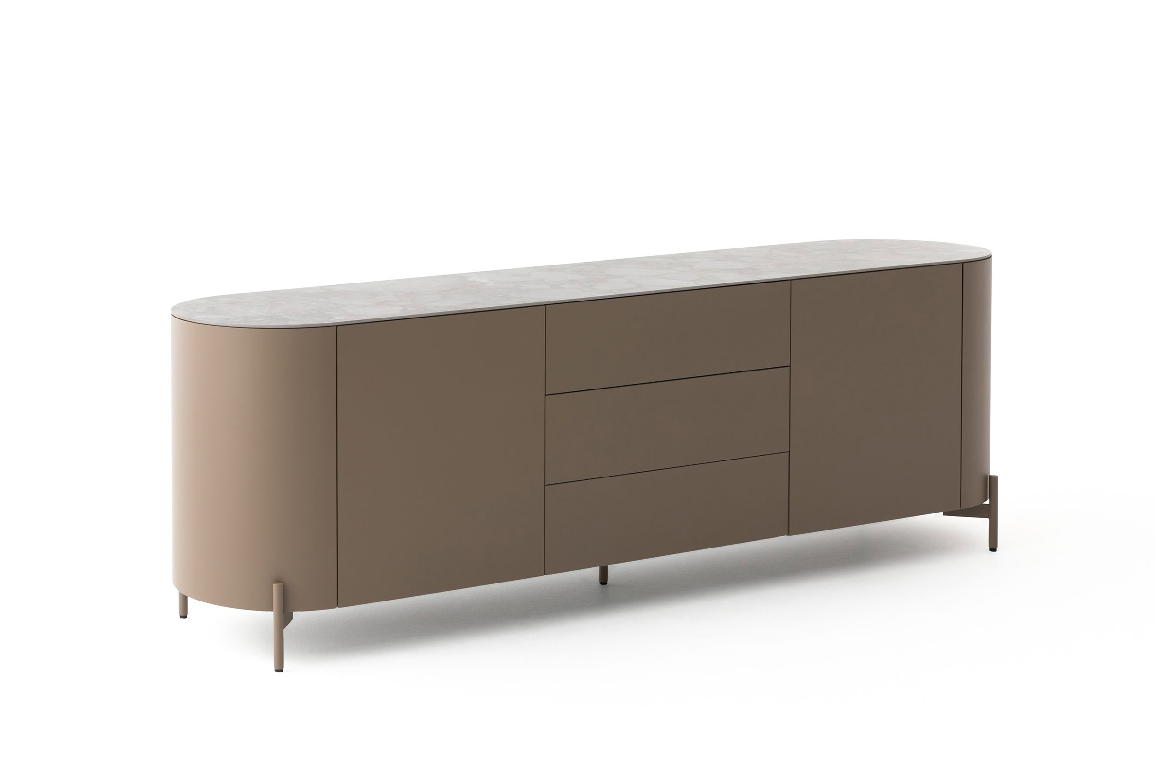 Buffet Vinci sur fond blanc, vue de trois-quarts