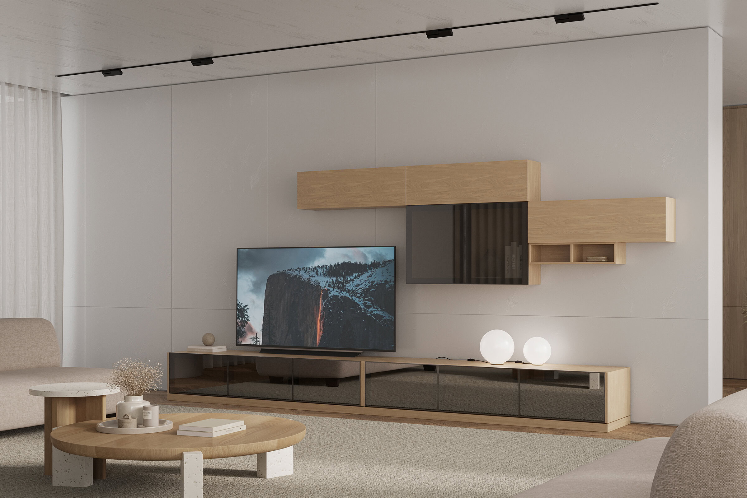 Meuble TV Barcelona Oak dans un intérieur chaleureux