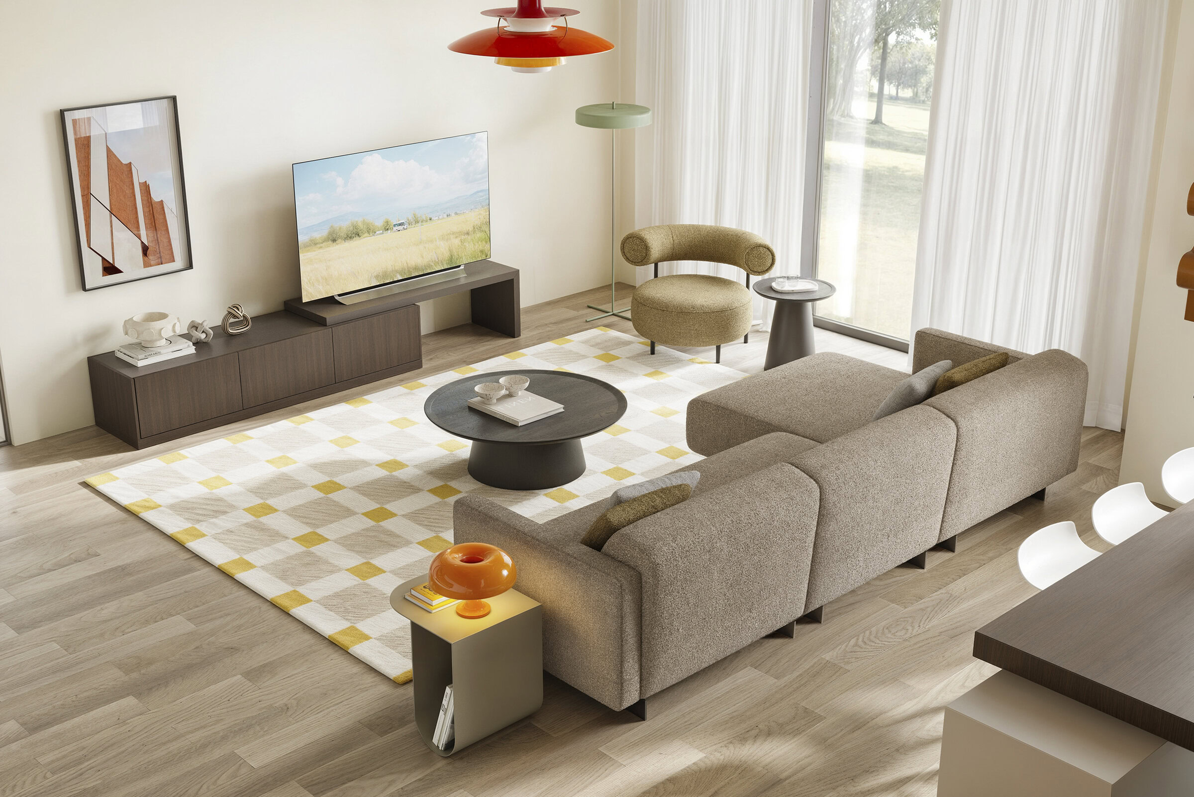 Ambiance de salon design avec le meuble TV Barcelona