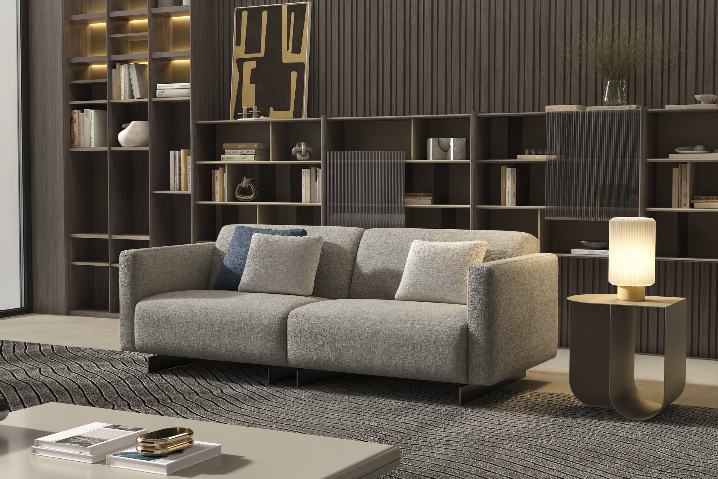 Perspective de salon avec meubles Gama