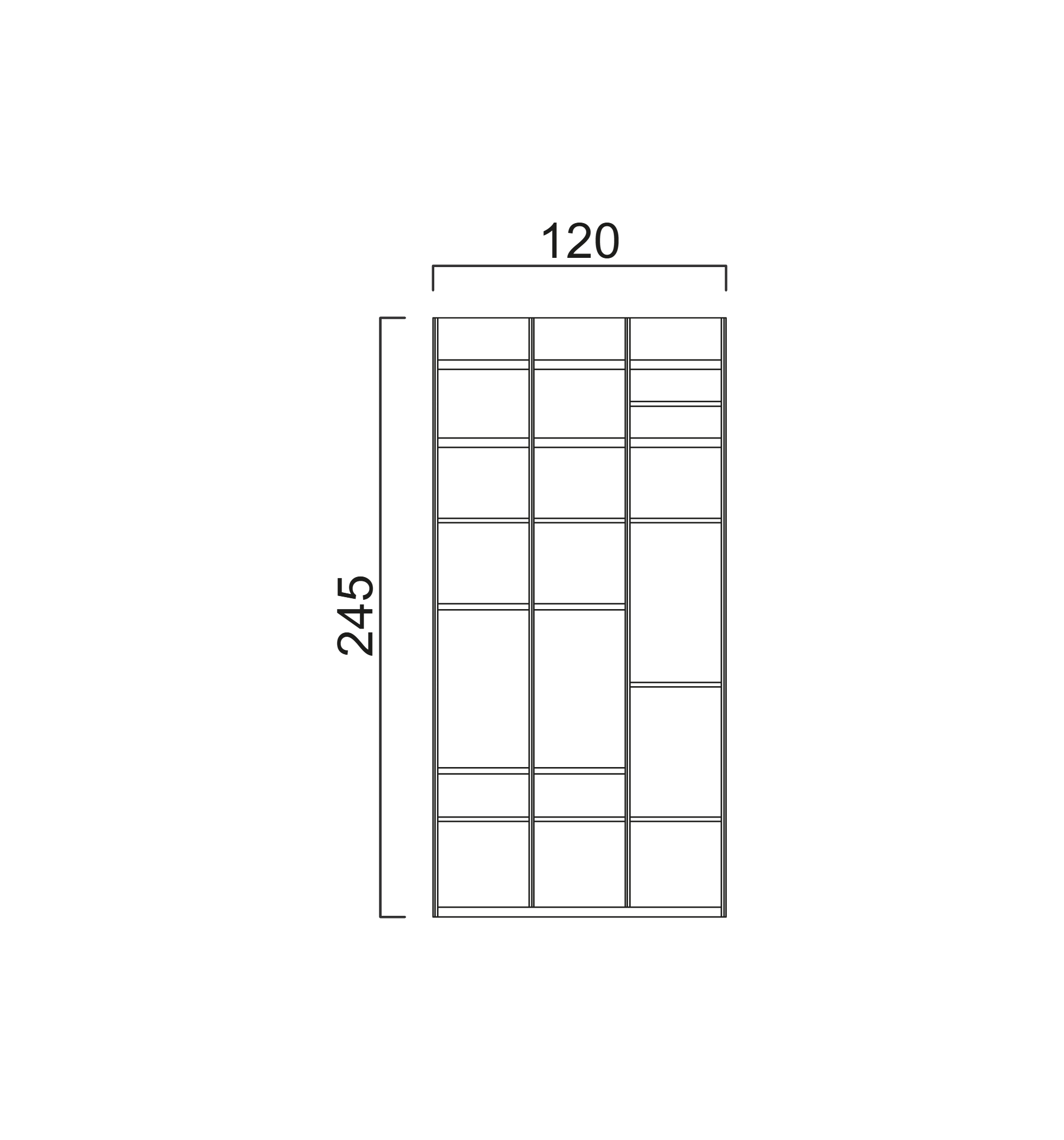 Schéma Module avec étagère 120x245cm